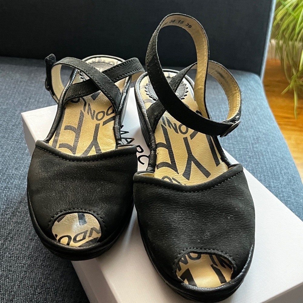 London Fly Black Open Toe Ankle Strap Size 39